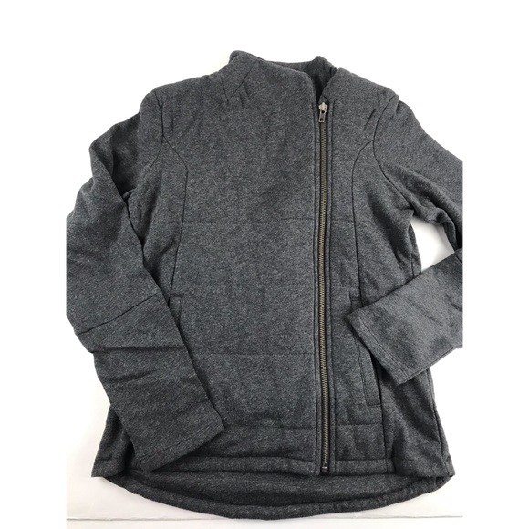 Garnet Hill Moto Sweatshirt Jacket Charcoal 4 XS S - Picture 1 of 7